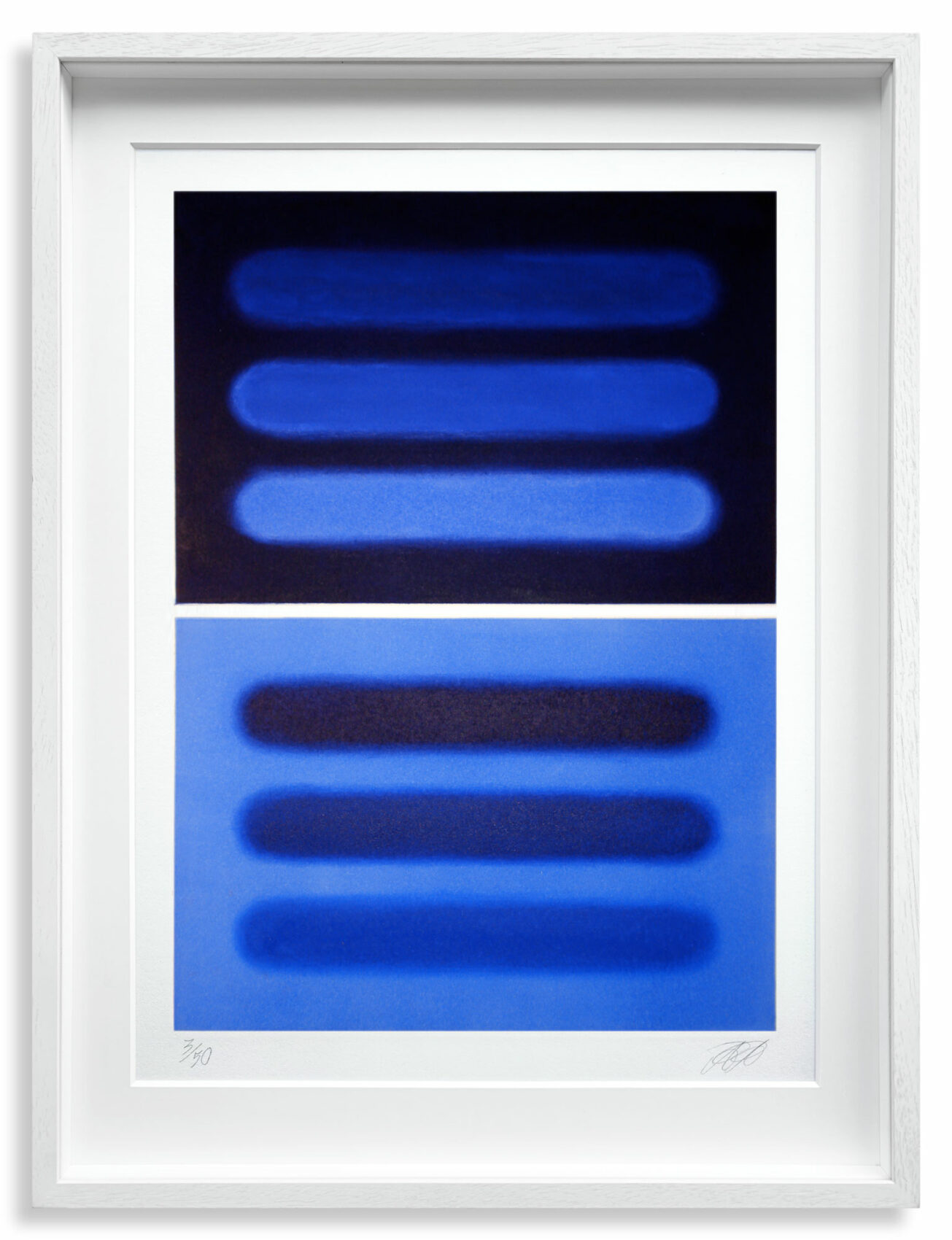 Dreipunkt_Edition_Alexander Arundell_Fuzzy Bars Blue_Mezzotinto_80 x 60 cm framed_€ 600 Kopie
