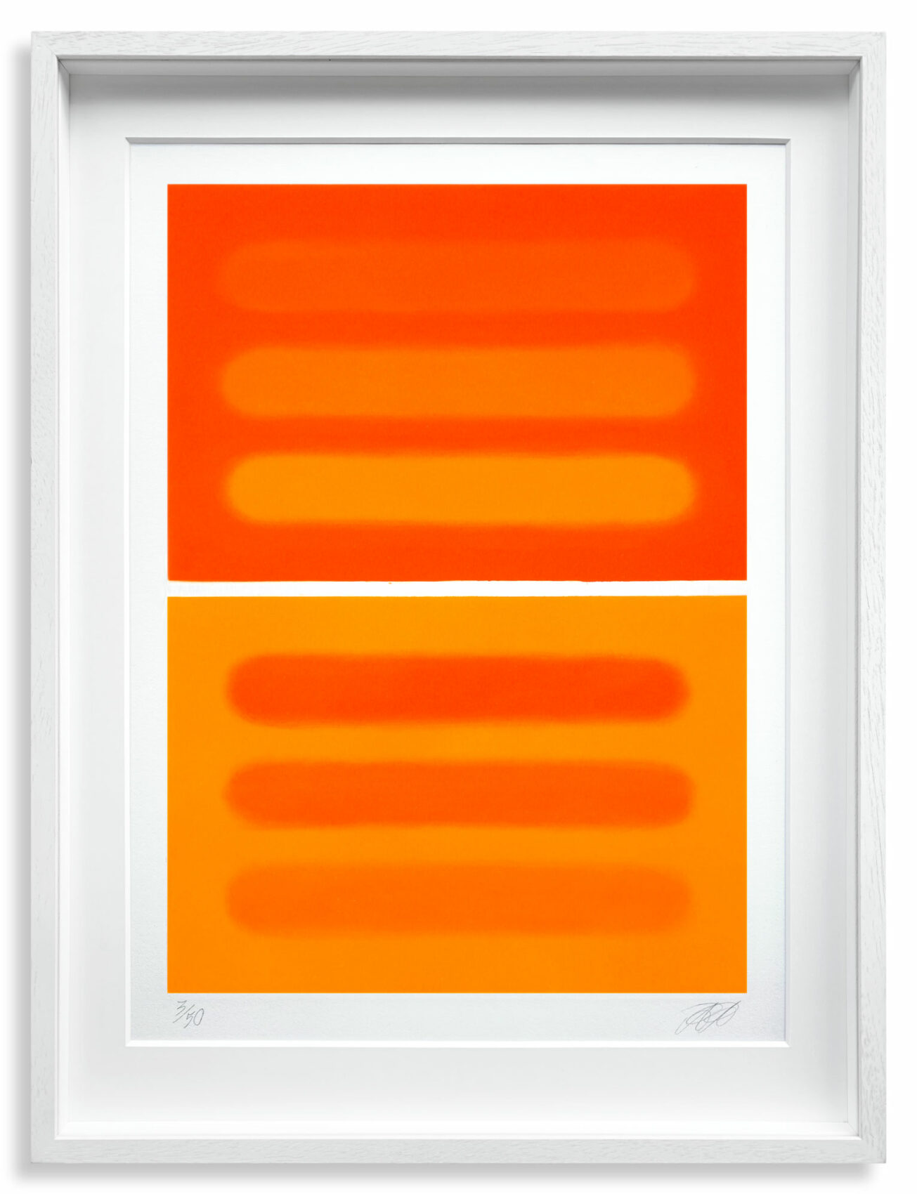 Dreipunkt_Edition_Alexander Arundell_Fuzzy Bars Orange framed_Mezzotinto_80 x 60 cm framed_€ 600